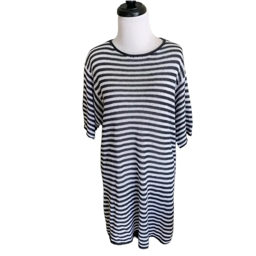 New Eileen Fisher Striped Organic Linen Tunic Graphite White NWT Casual - Picture 2 of 9